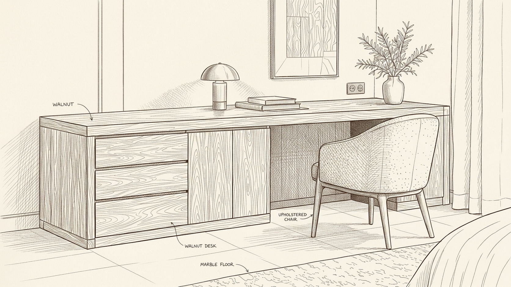 Dessin du mobilier sur mesure dans son espace